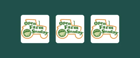 Open Farm Day logo repeated 3 times
