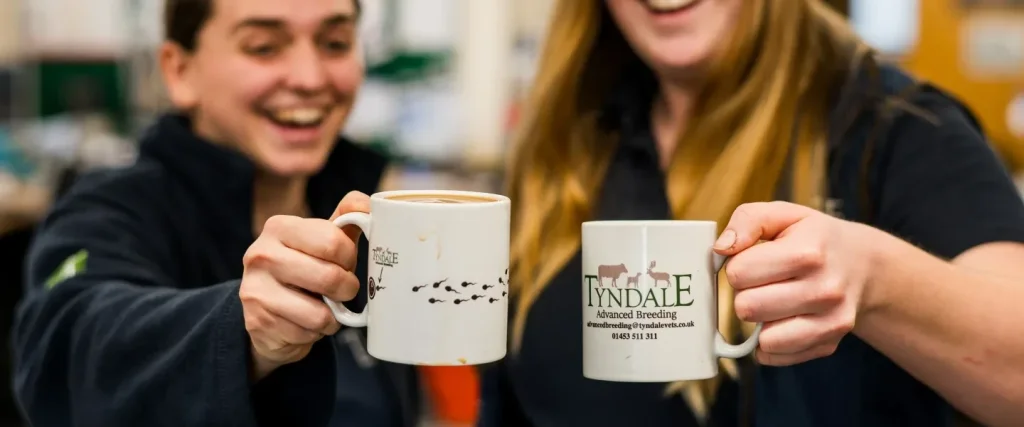 two farm vets cheerfully showing their cups